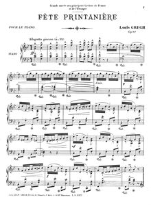 Partition complète, Fête printanière, Op.67, Gregh, Louis