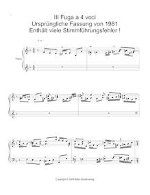 Partition , partie III Fuga a 4 voci Originalversion 1981 enthält viele Satzfehler, Prelude, Air et Fuga d minor