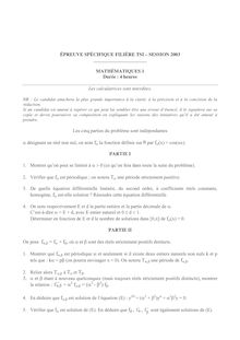 Mathématiques 1 2003 Classe Prepa TSI Concours Instituts Nat. Polytechniques (INP - ENSI)