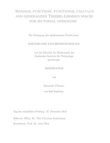 Maximal functions, functional calculus, and generalized Triebel-Lizorkin spaces for sectorial operators [Elektronische Ressource] / von Alexander Ullmann