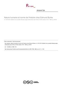 Nature humaine et norme de l histoire chez Edmund Burke - article ; n°1 ; vol.27, pg 65-84