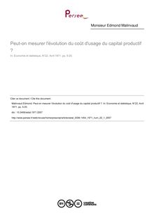 Peut-on mesurer l évolution du coût d usage du capital productif ? - article ; n°1 ; vol.22, pg 5-20