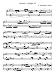Partition No.1 en C, 6 préludes et Fugues, Sei Fughe e Preludie per Il Clavicembalo o Organo
