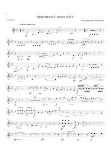 Partition violon 2, corde quatuor, C minor, Bishop, Henry Rowley
