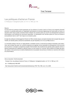 Les politiques d achat en France - article ; n°2 ; vol.10, pg 3-19