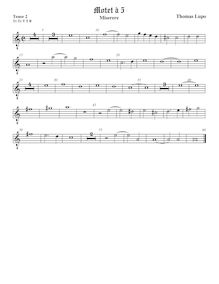 Partition ténor viole de gambe 2, octave aigu clef, Miserere, Lupo, Thomas