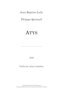 Partition Taille, Atys, LWV 53, Lully, Jean-Baptiste