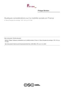 Quelques considérations sur la mobilité sociale en France - article ; n°4 ; vol.16, pg 517-538