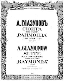 Partition complète, Raymonda, Op.57, Glazunov, Aleksandr