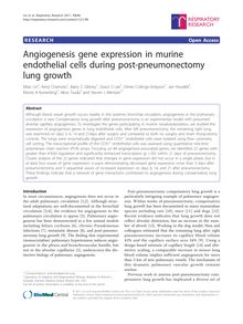 Angiogenesis gene expression in murine endothelial cells during post-pneumonectomy lung growth