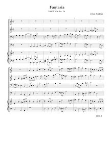 Partition Fantasia, VdGS No.26 - partition complète (Tr Tr B B O), Airs pour 4 violes de gambe avec orgue