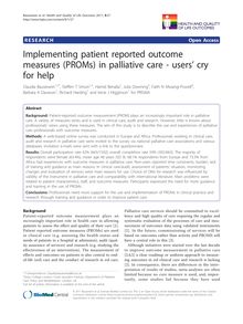 Implementing patient reported outcome measures (PROMs) in palliative care - users  cry for help