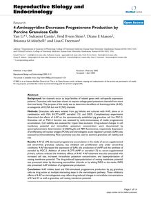4-Aminopyridine Decreases Progesterone Production by Porcine Granulosa Cells