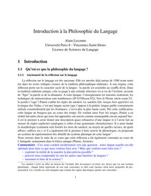 Introduction à la philosophie du langage