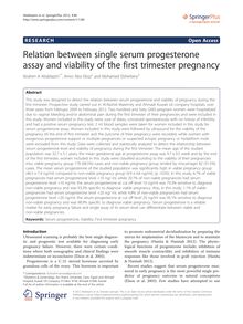 Relation between single serum progesterone assay and viability of the first trimester pregnancy