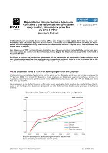 Dépendance des personnes âgées en Aquitaine : des dépenses en constante progression, des enjeux pour les 30 ans à venir