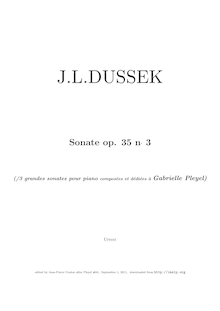 Partition complète, Piano Sonata, Piano Sonata in C minor, Dussek, Jan Ladislav par Jan Ladislav Dussek