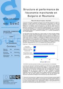 Structure et performance de l économie marchande en Bulgarie et Roumanie