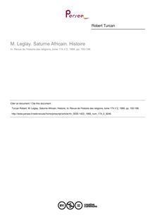 M. Leglay. Saturne Africain. Histoire  ; n°2 ; vol.174, pg 193-198
