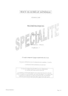 Sujet du bac ES 2008: Mathématique Spécialité
