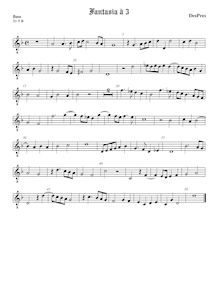 Partition viole de basse, octave aigu clef, 2 fantaisies pour violes de gambe