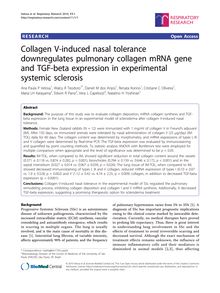 Collagen V-induced nasal tolerance downregulates pulmonary collagen mRNA gene and TGF-beta expression in experimental systemic sclerosis