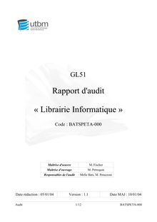 Rapport d audit " Librairie Informatique "