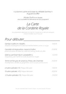 La Carte Printemps 2012 de l Hôtel***Restaurant de la Corderie Royale