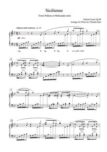 Partition complète, Sicilienne, Op.78, Fauré, Gabriel par Gabriel Fauré
