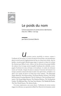 Le poids du nom. Culture populaire et constructions identitaires chez les Métis du Cap - article ; n°1 ; vol.1, pg 73-100