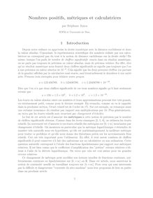 Nombres positifs metriques et calculatrices par Stephane Junca