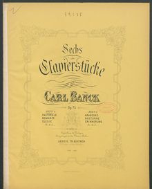 Partition Nos.1-3 (Heft I), 6 Clavierstücke, Banck, Carl