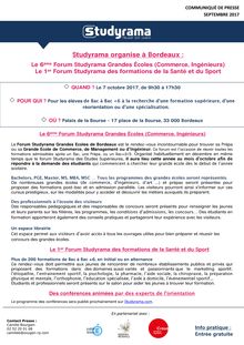 Studyrama organise deux forums d orientation à Bordeaux le 7 octobre