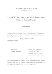 The HER3 receptor [Elektronische Ressource] : role as an intervention target in ovarian cancer / Martin Bezler