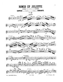 Partition violon et partition de piano, Caprice sur Romeo et Juliette, Op.5