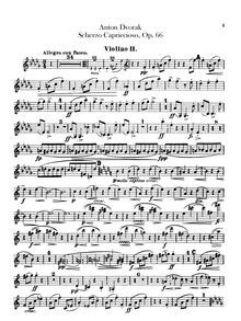 Partition violons II, Scherzo capriccioso, D♭ major, Dvořák, Antonín