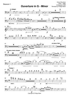 Partition bassons, Overture en G minor, G Minor, Bruckner, Anton