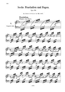 Partition complète, 6 préludes et Fugues, Op.35, Mendelssohn, Felix