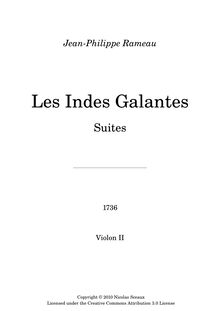 Partition violons II, Les Indes galantes, Opéra-ballet, Rameau, Jean-Philippe par Jean-Philippe Rameau