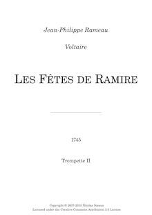 Partition trompette 2, Les Fêtes de Ramire, Acte de ballet, Rameau, Jean-Philippe