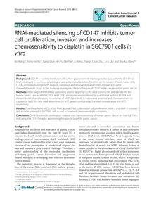 RNAi-mediated silencing of CD147 inhibits tumor cell proliferation, invasion and increases chemosensitivity to cisplatin in SGC7901 cells in vitro