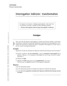 Phrase et modèle de base, Interrogation indirecte : transformation