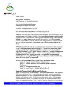 HIPPY USA Comment on Criteria