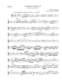 Partition hautbois, Symphony No.12  pour Alchemist , D minor, Rondeau, Michel
