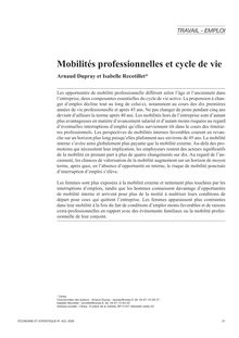 Mobilités professionnelles et cycle de vie - article ; n°1 ; vol.423, pg 31-58