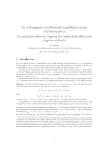 Pairs of isogenous Jacobians of hyperelliptic curves of arbitrary genus