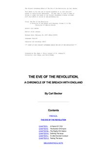 The Eve of the Revolution; a chronicle of the breach with England