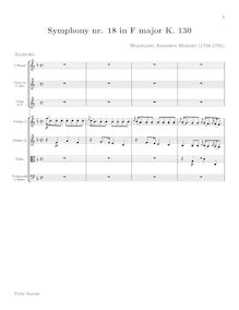 Partition complète, Symphony No.18, F major, Mozart, Wolfgang Amadeus par Wolfgang Amadeus Mozart