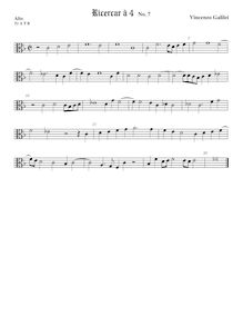 Partition Tenor1 viole de gambe, alto clef, Intavolature de lauto, madrigali e ricercare