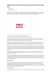 HNA Group Purchases 48% Equity Interest of France s Aigle Azur